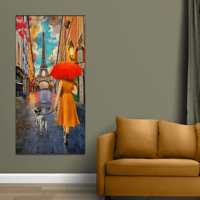 DECORGLANCE Posters, Prints, & Visual Artwork Women In Front Of Eiffel Tower Canvas Wall Painting