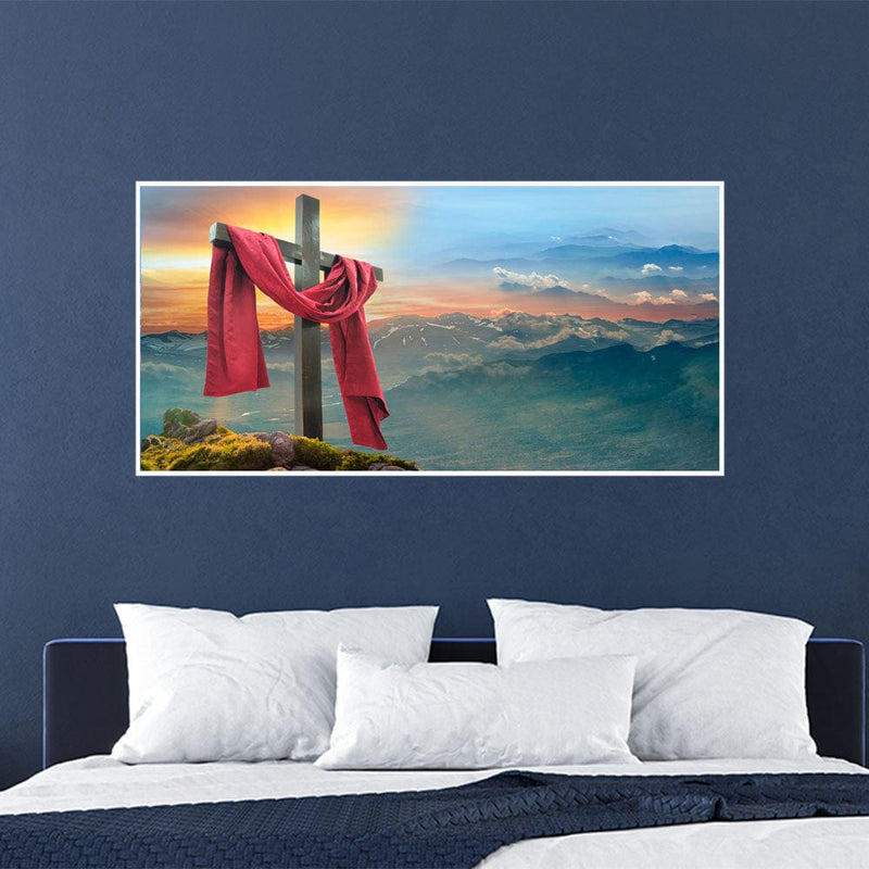 DecorGlance Posters, Prints, & Visual Artwork Yeele Easter Cross Floating Frame Canvas Wall Painting