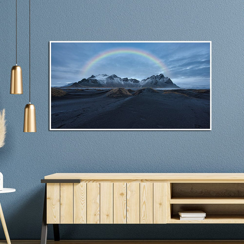 DecorGlance Rainbow Mountain Canvas Floating Frame Canvas Wall Painting