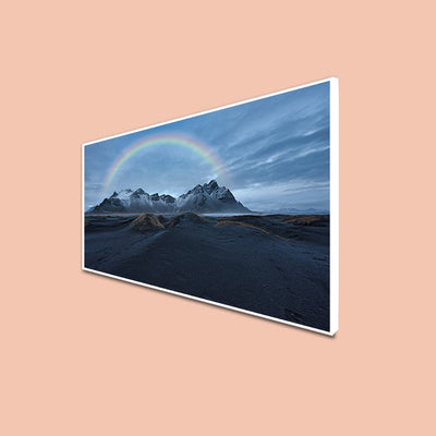 DecorGlance CANVAS PRINT WHITE FLOATING FRAME / (48x24) Inch / (121x60) Cm Rainbow Mountain Canvas Floating Frame Canvas Wall Painting