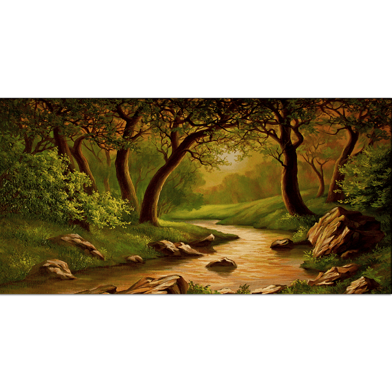 DecorGlance Rectangle painting Oil Color Forest Scenery Art Canvas Wall Painting