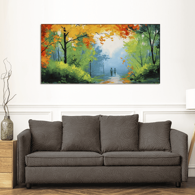 DecorGlance Rectangle painting Romantic Couple in Forest Canvas Wall Painting