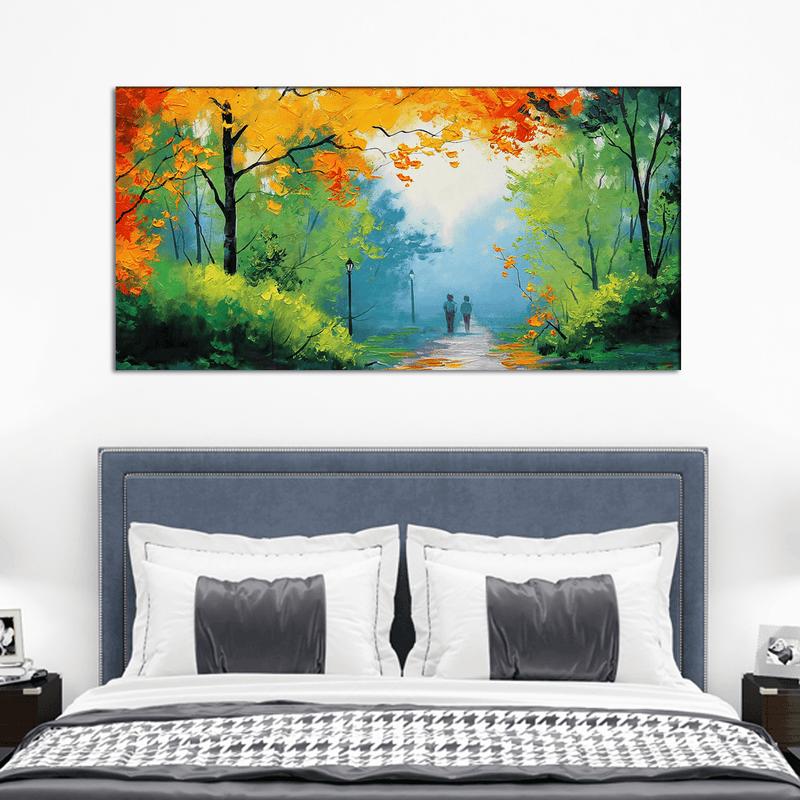 DecorGlance Rectangle painting Romantic Couple in Forest Canvas Wall Painting
