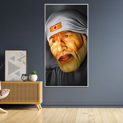 DecorGlance Rectangle painting Sai Baba Floating Canvas Wall Painting