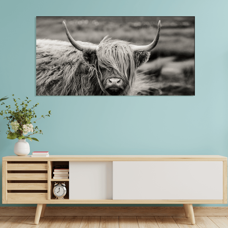 DecorGlance Rectangle painting Scottish Highland Cattle Animal Canvas Wall Painting