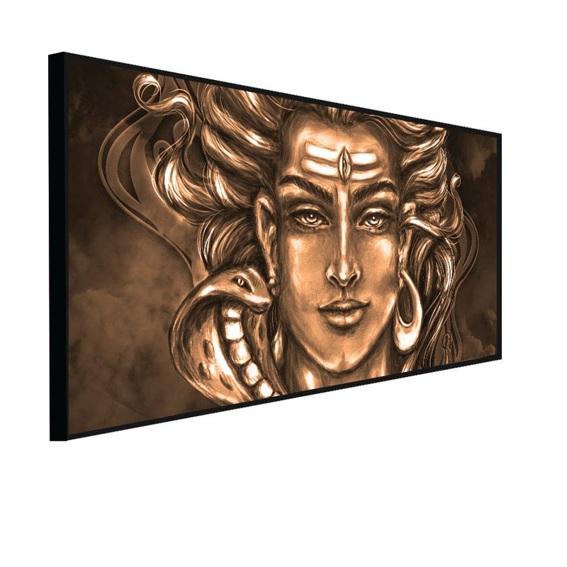 DecorGlance Rectangle painting CANVAS PRINT BLACK FLOATING FRAME / (24 X 48) Inch / (60 X 121) Cm Shiva Digital Canvas Floating Frame Wall Painting