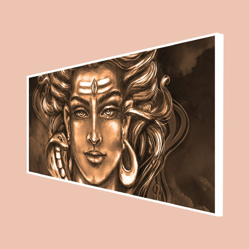 DecorGlance Rectangle painting CANVAS PRINT WHITE FLOATING FRAME / (24 X 48) Inch / (60 X 121) Cm Shiva Digital Canvas Floating Frame Wall Painting