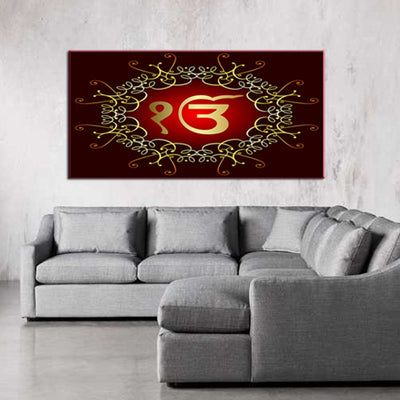 DecorGlance Rectangle painting Sikh Symbol Canvas Wall Painting
