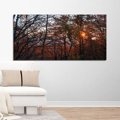 DecorGlance Rectangle painting Sunset View In Forest Canvas Wall Painting