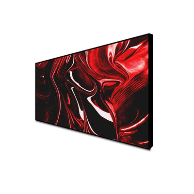 DecorGlance CANVAS PRINT BLACK FLOATING FRAME / (48 X 24) Inch / (121 X 60) Cm Red Fluid Effect Abstract Canvas Floating Frame Wall Painting