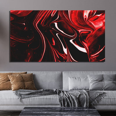 DecorGlance Red Fluid Effect Abstract Canvas Wall Painting