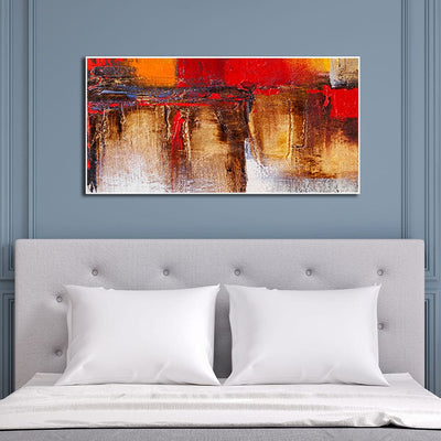 DecorGlance Red & Gold Abstract Floating Frame Canvas Wall Painting