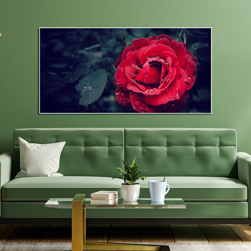 DecorGlance Red Rose Canvas Floating Frame Wall Painting