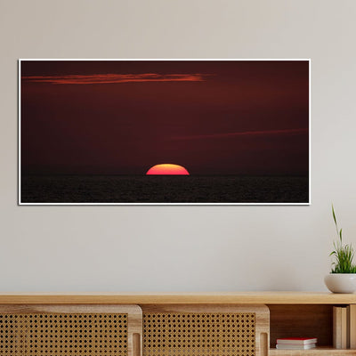 DecorGlance Red Sky Sunset View Canvas Floating Frame Wall Painting
