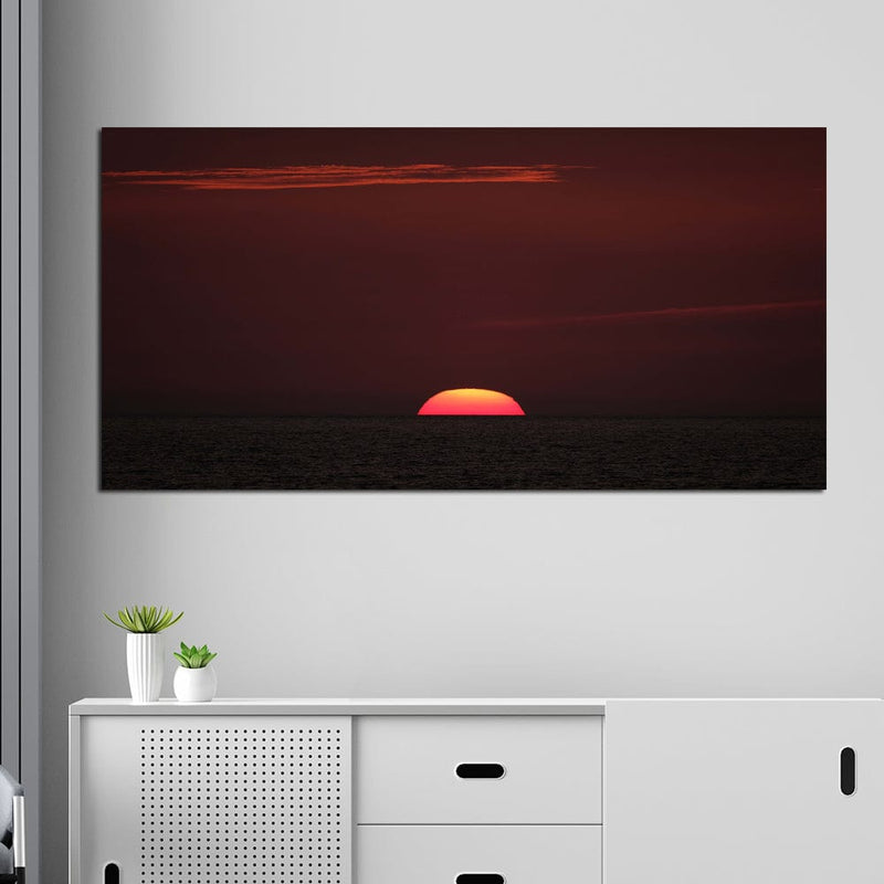 DecorGlance Red Sky Sunset View Canvas Wall Painting