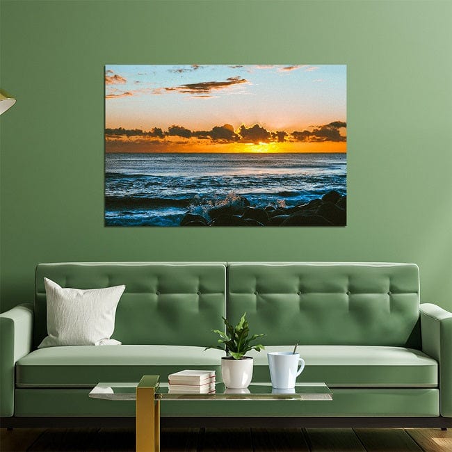 DecorGlance Red sky with sea scenery Canvas wall Painting