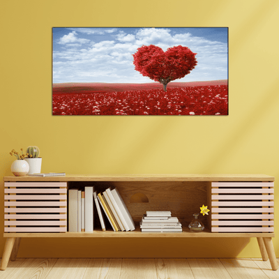DECORGLANCE Red Tree In The Shape Of Heart Canvas Wall Painting
