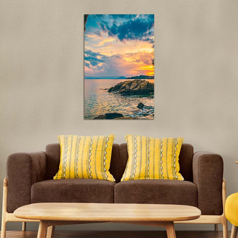DecorGlance Sea Sunset Print On Canvas Wall Painting