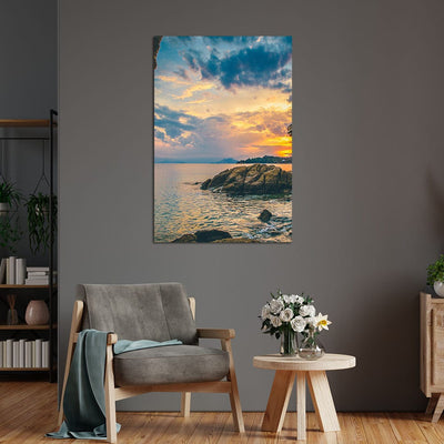 DecorGlance Sea Sunset Print On Canvas Wall Painting