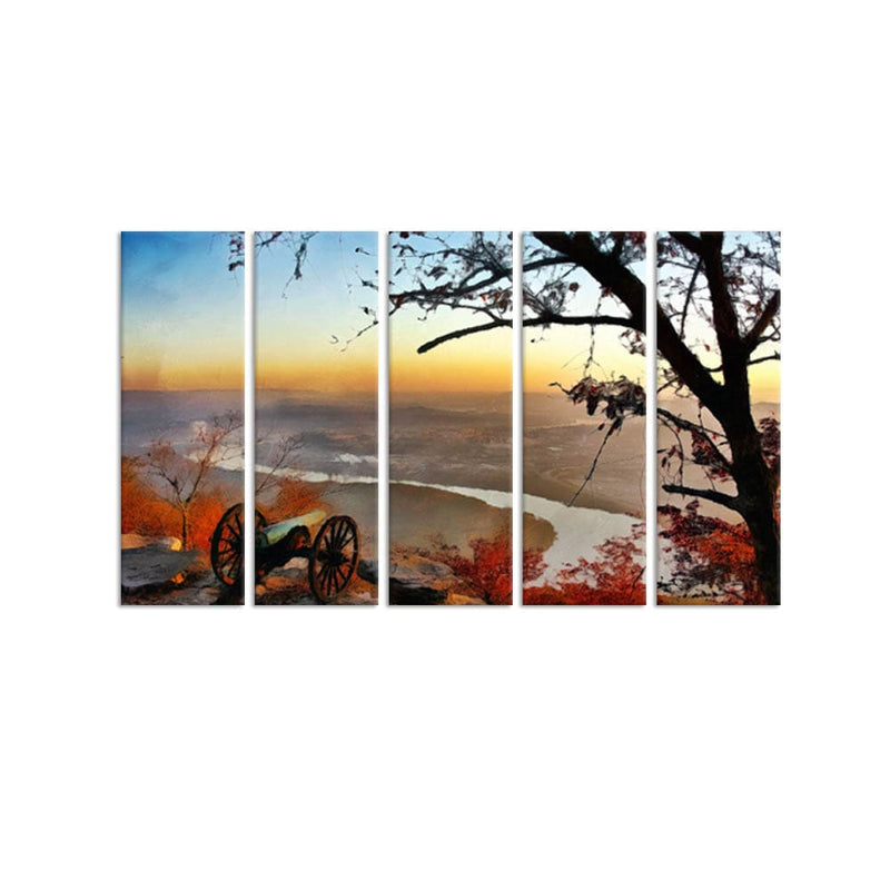 DecorGlance Sea View Abstract Canvas Wall Painting - With 5 Panel