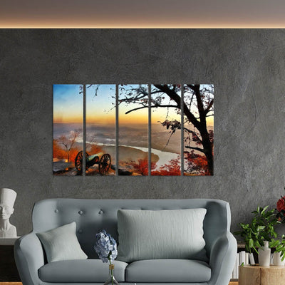 DecorGlance Sea View Abstract Canvas Wall Painting - With 5 Panel