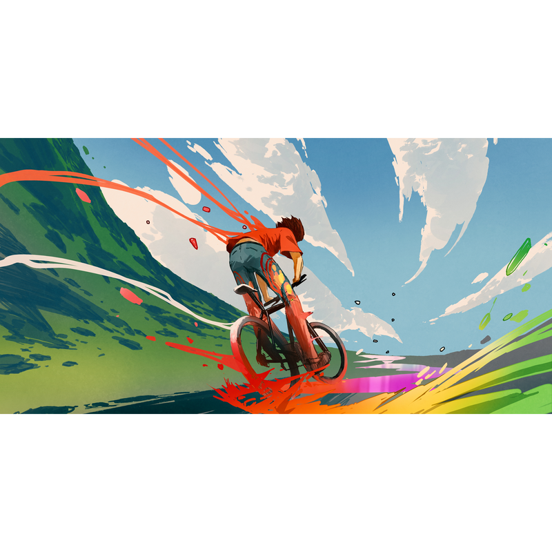 Boy Riding A Bicycle With Energy Canvas Wall Painting