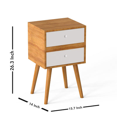 DecorGlance Side table Solid wood eva side table with Two drawer