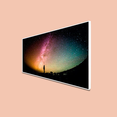 DecorGlance CANVAS PRINT WHITE FLOATING FRAME / (48 X 24) Inch / (121 X 60) Cm Sky Full Of Stars In Night Floating Frame Canvas Wall Painting