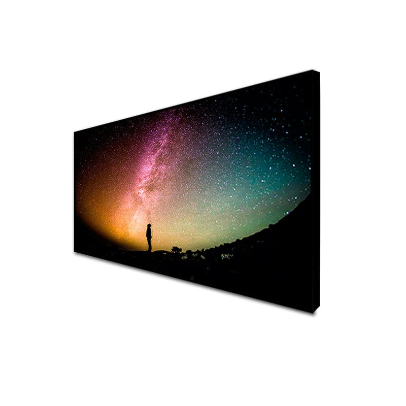 DecorGlance CANVAS PRINT BLACK FLOATING FRAME / (48 X 24) Inch / (121 X 60) Cm Sky Full Of Stars In Night Floating Frame Canvas Wall Painting