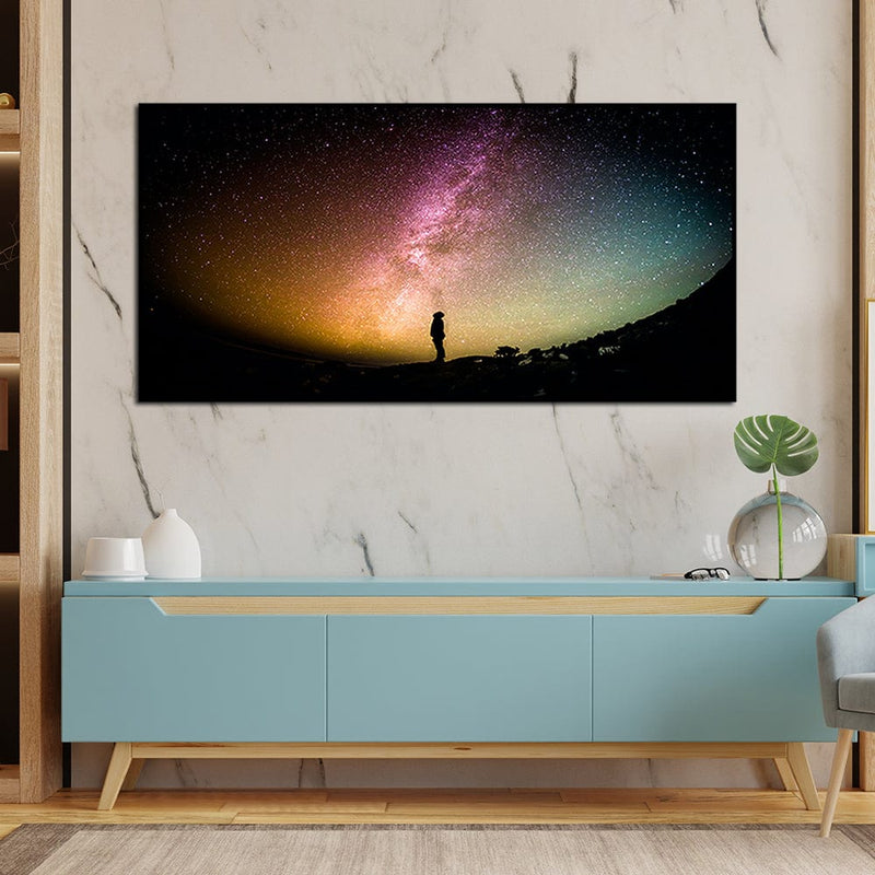 DecorGlance Sky Full Of Stars In Night Floating Frame Canvas Wall Painting
