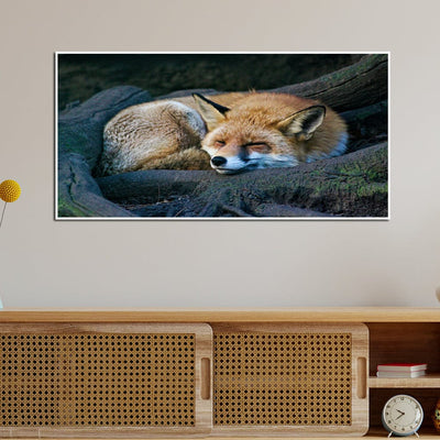 DecorGlance Sleeping Fox Floating Frame Canvas Wall Painting