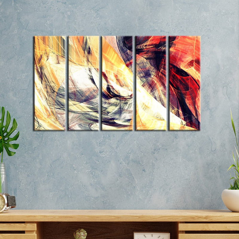 decorglance Panel Painting Smoke Effect Abstract Canvas Wall Painting -With 5 Panel