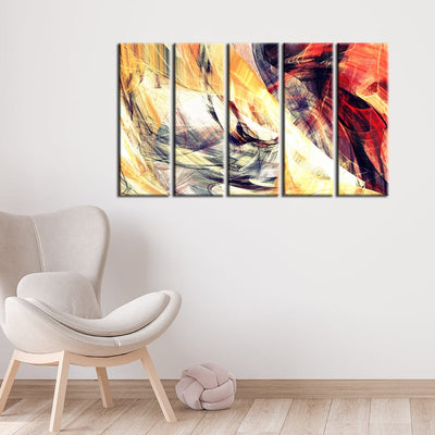 decorglance Panel Painting Smoke Effect Abstract Canvas Wall Painting -With 5 Panel