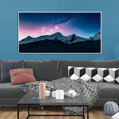 DecorGlance Stars Above The Mountains Canvas Floating Frame Wall Painting