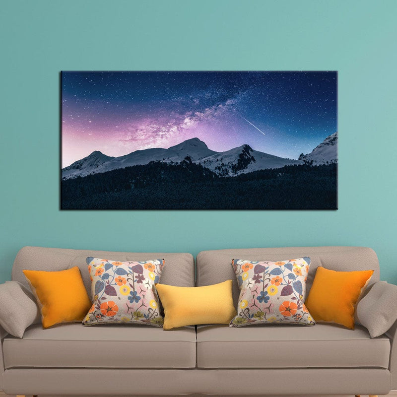 DecorGlance Stars Above The Mountains Canvas Wall Painting