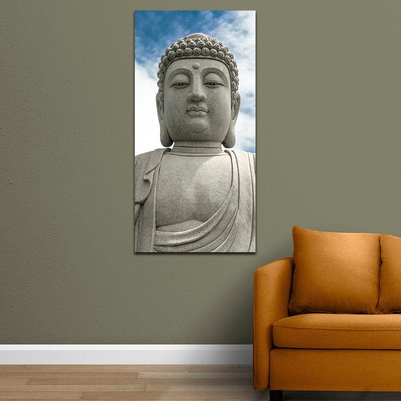 DecorGlance Stone Buddha Statue Canvas Wall Painting