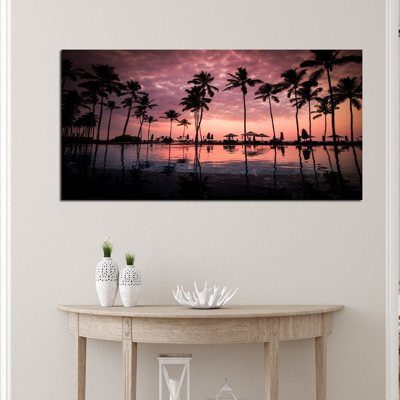 DecorGlance Sunset Beach View Canvas Wall Painting