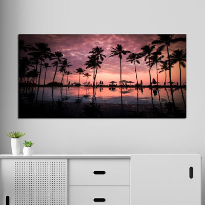 DecorGlance Sunset Beach View Canvas Wall Painting