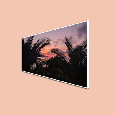 DecorGlance CANVAS PRINT WHITE FLOATING FRAME / (24 X 48) Inch / (60 X 121) Cm Sunset Canvas Floating Frame Wall Painting