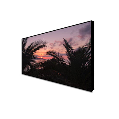 DecorGlance CANVAS PRINT BLACK FLOATING FRAME / (24 X 48) Inch / (60 X 121) Cm Sunset Canvas Floating Frame Wall Painting