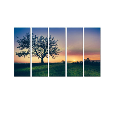 DecorGlance Sunset View Canvas Wall Painting - With 5 Panel