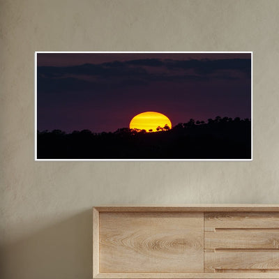 DecorGlance Sunset View Over The Mountain Canvas Floating Frame Wall Painting