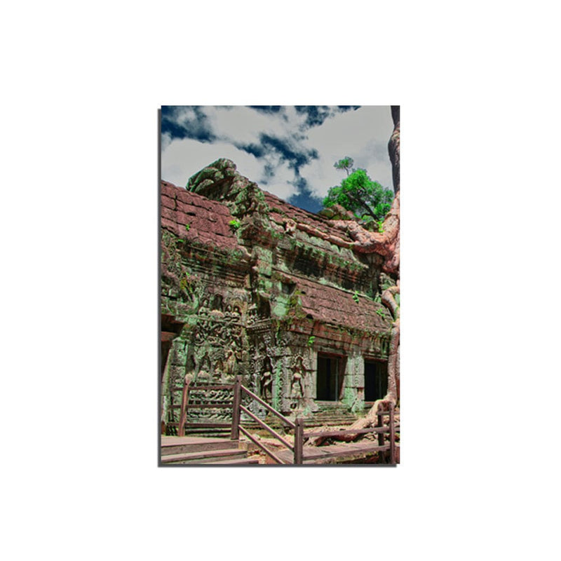 DecorGlance Ta Phrom Abandoned Mini Temple Print On Canvas Wall Painting
