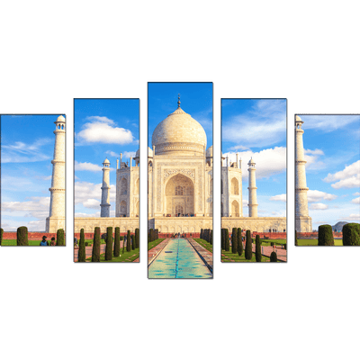 DECORGLANCE Taj Mahal Monument Canvas Wall Painting- With 5 Frames