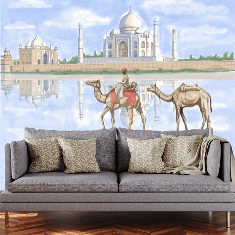 DECORGLANCE Taj Mahal With Camel Wallpapers