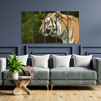 DecorGlance The Siberian Tiger Canvas Wall Painting - With 5 Panel