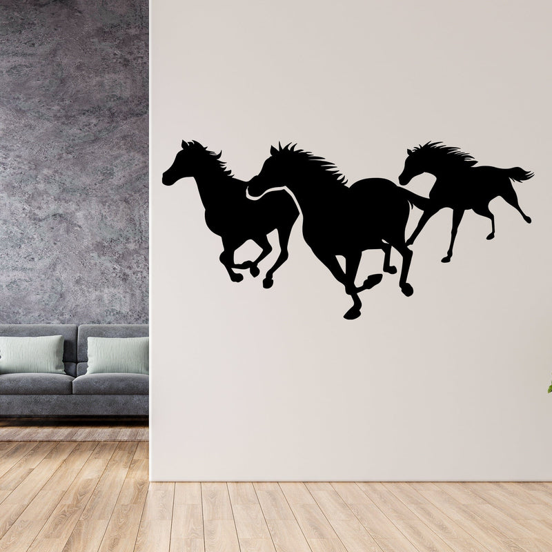 DECORGLANCE Three Horses Running Premium Quality Wall Sticker