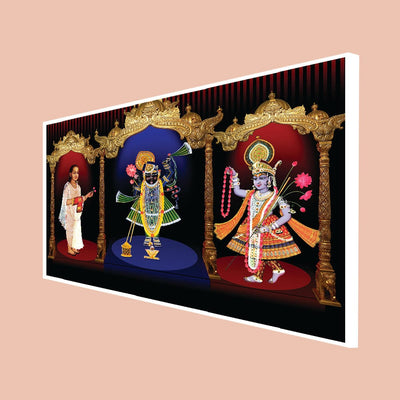 DecorGlance CANVAS PRINT WHITE FLOATING FRAME / (24 X 48) Inch / (60 X 121) Cm Tirupati Balaji Canvas Floating Frame Wall Painting