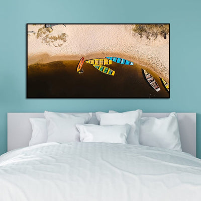 DecorGlance Top View Of Beach Canvas Floating Frame Wall Painting