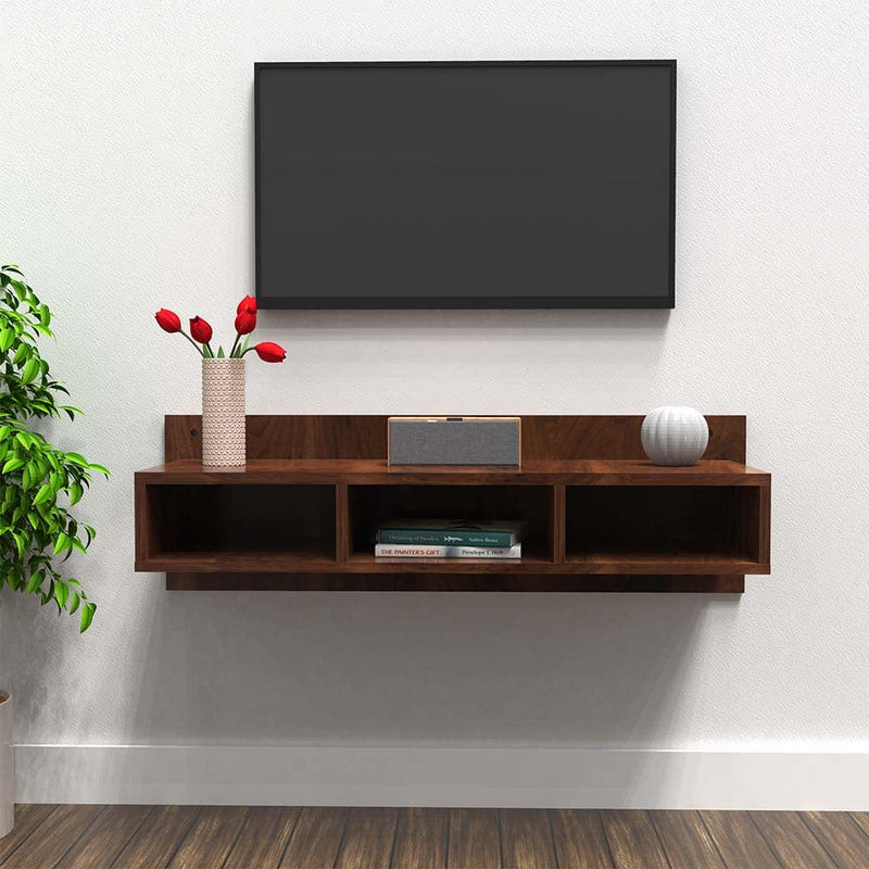 DecorGlance Tv unit Shelf Walnut Wooden Tv Unit/Multiuse Cabinet